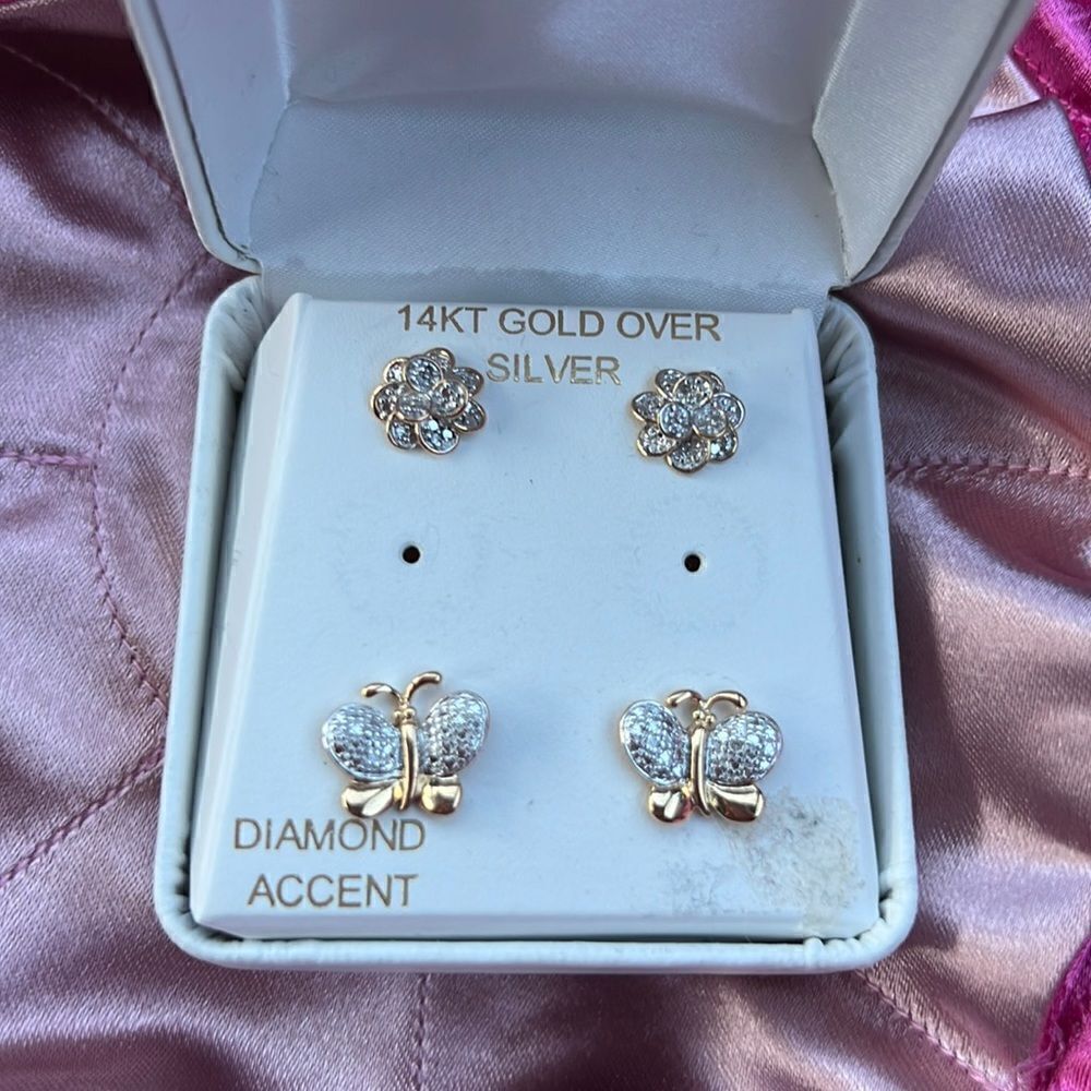 JCPenney 14 KT gold over silver set of 2 earrings.